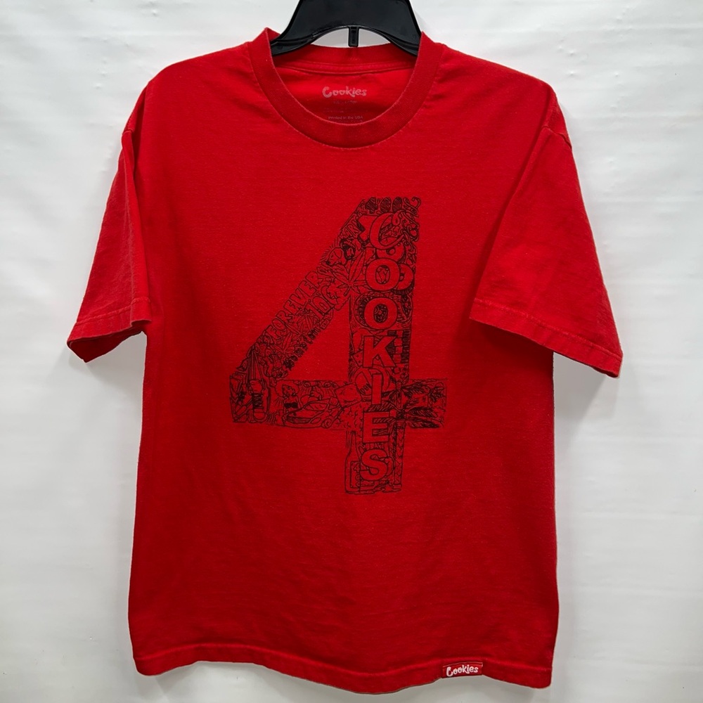 COOKIES T-Shirt Men’s Large Red Short Sleeve 100% Cotton Graphic Hip Hop